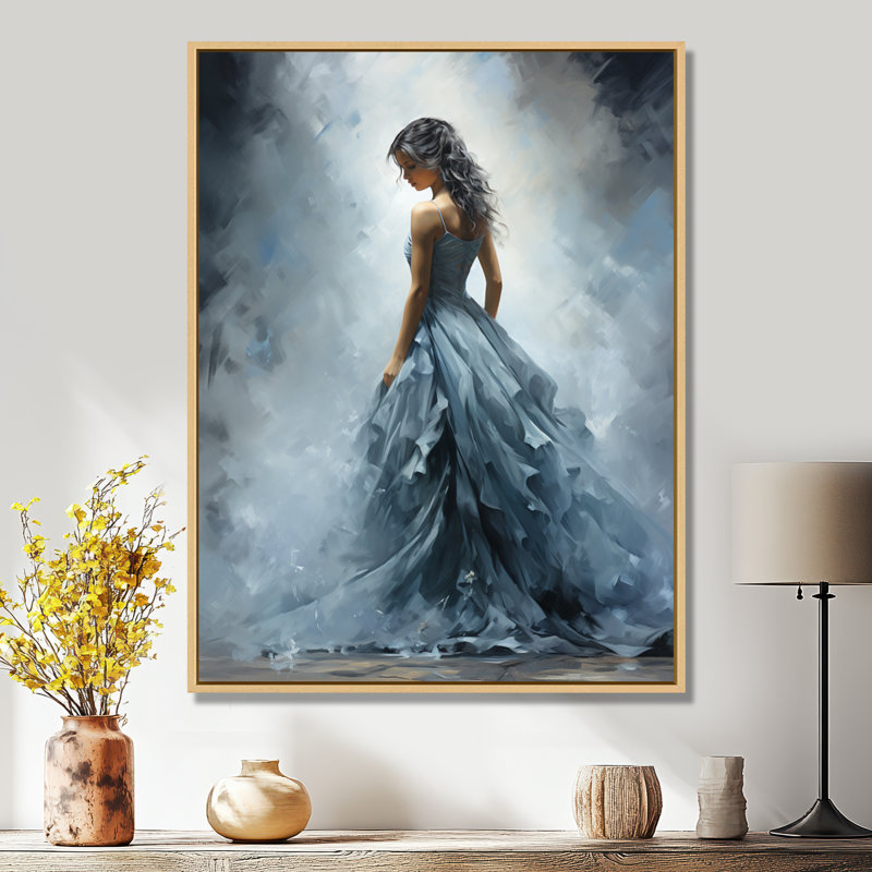 Gris Adagio Dance Ballet - Ballet, art mural, Cadre flottant brun, H 20 po x l 12 po x P 1 po