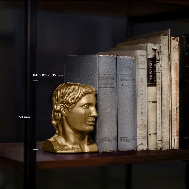 Concrette Concrete / Cement Non-Skid Bookend, Classic Gold