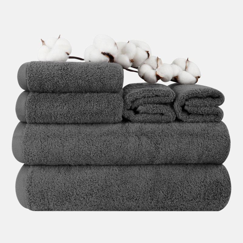Pattern Plum Garden Organic Cotton Bath Towel Set: 550 GSM Super Absorbent & Quick-Dry, Bath, Hand & Washcloth Towels (28x55"/16x28"/13x13") with Hanging Loop - Vacuum Packed for Bathroom, Spa, Hotel & Gym, OEKO-TEX Certified