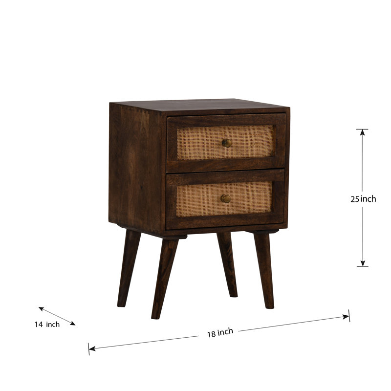 Glines 18'' W Solid Wood Nightstand, Dark Brown/Brown