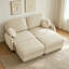 Canapé en U en forme de U en chenille avec dossier matelassé et coussins ronds, canapé profond pour le salon, beige crème-747429829