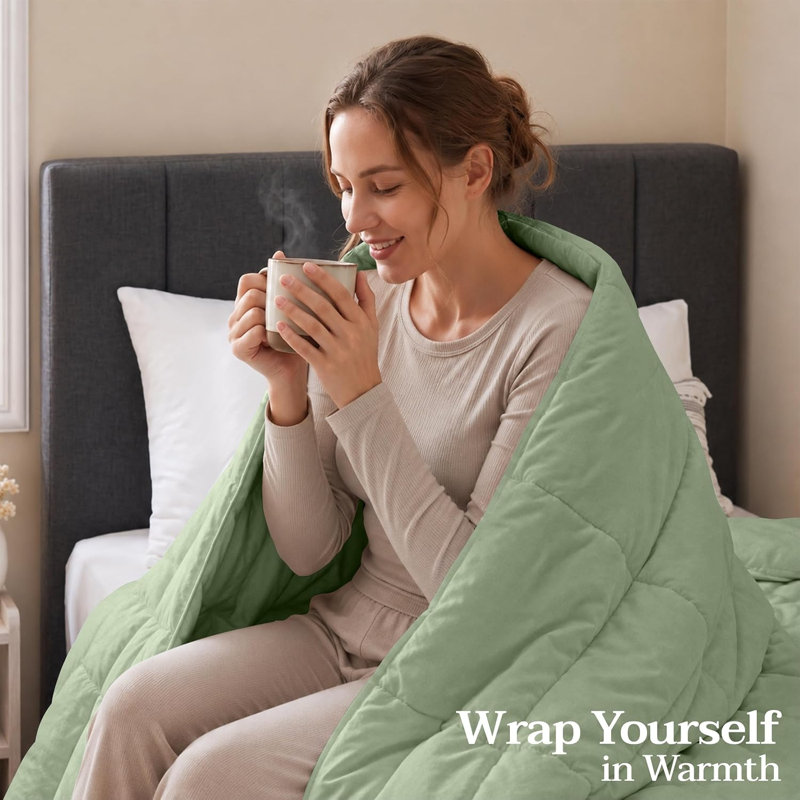 Utopia Bedding Twin Comforter Duvet Insert, Quilted Sage Green Comforter with Corner Tabs, Box Stitched Down Alternative Comforters Twin Size 64 x 88 inches