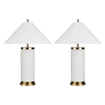 29.75" Metal Table Lamp With White Shade