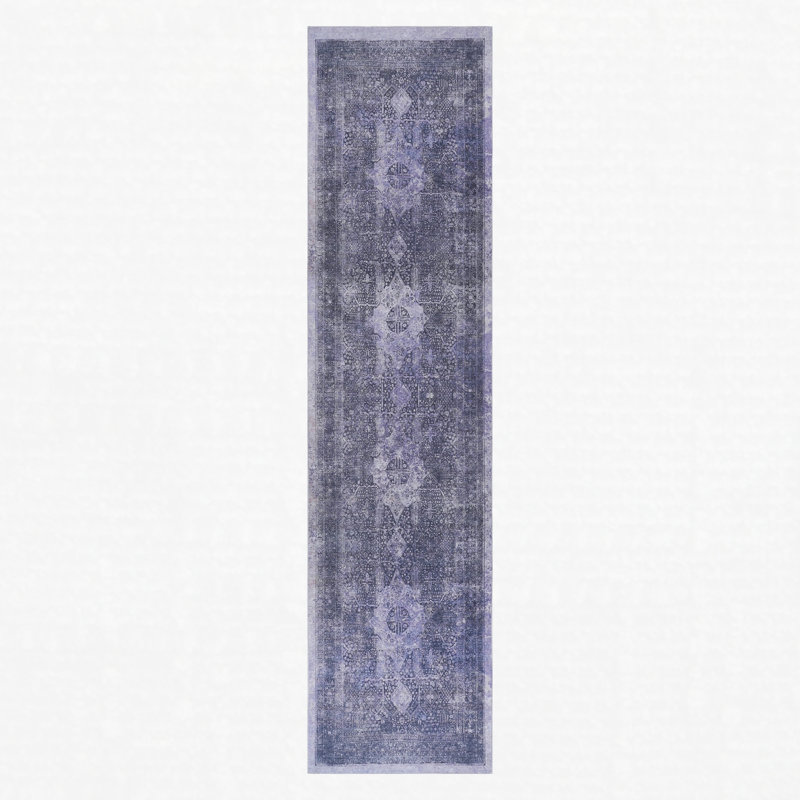 Anthracite Chenille Machine Washable Non-Slip Low-Pile Runner Rug 2'6'' x 10' Anthracite