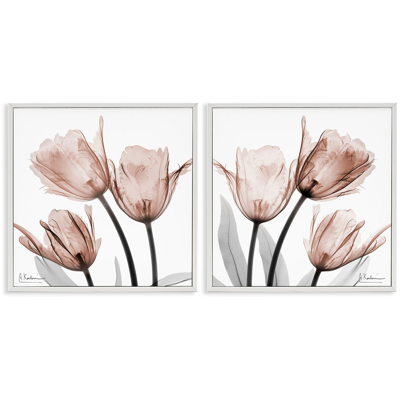 Ensemble de 2 tulipes translucides encadrées, par Albert Koetsier, H 12 po x l 24 po