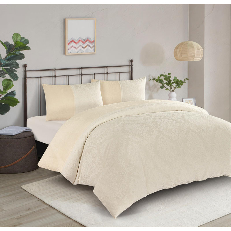 Bedding, Beige, Double Duvet Cover + 2 Standard Pillowcases