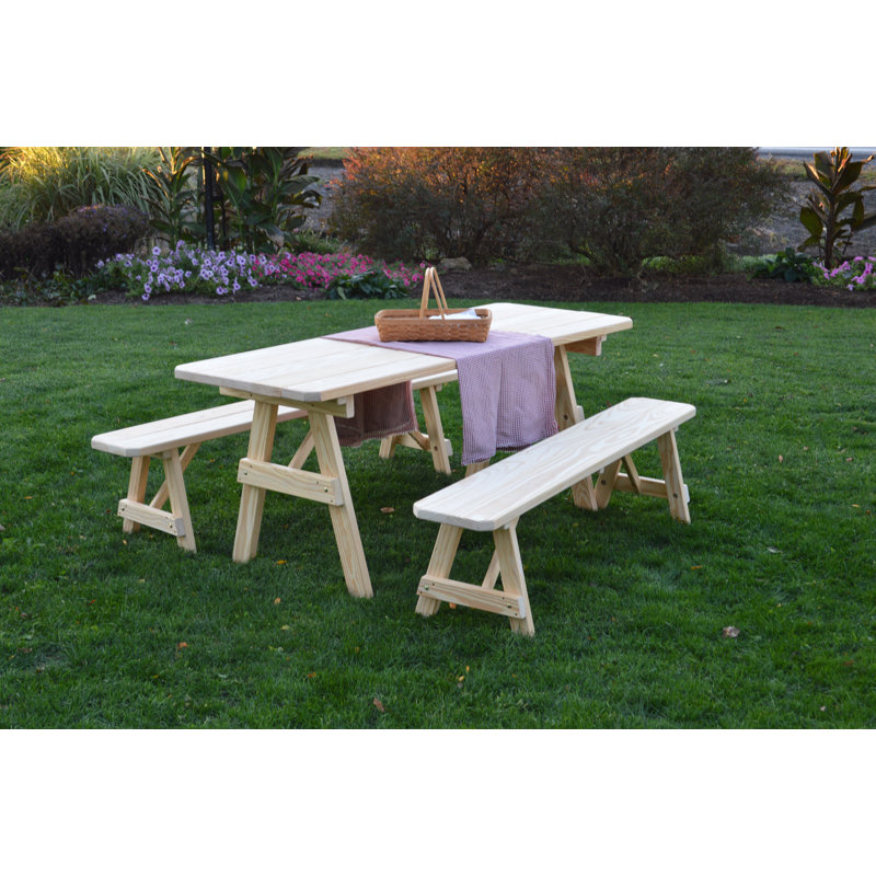 Summerhill 6 - Person Wood Patio Dining Set with Rectangular Table, 70" L x 27" W x 30" H, Unfinished