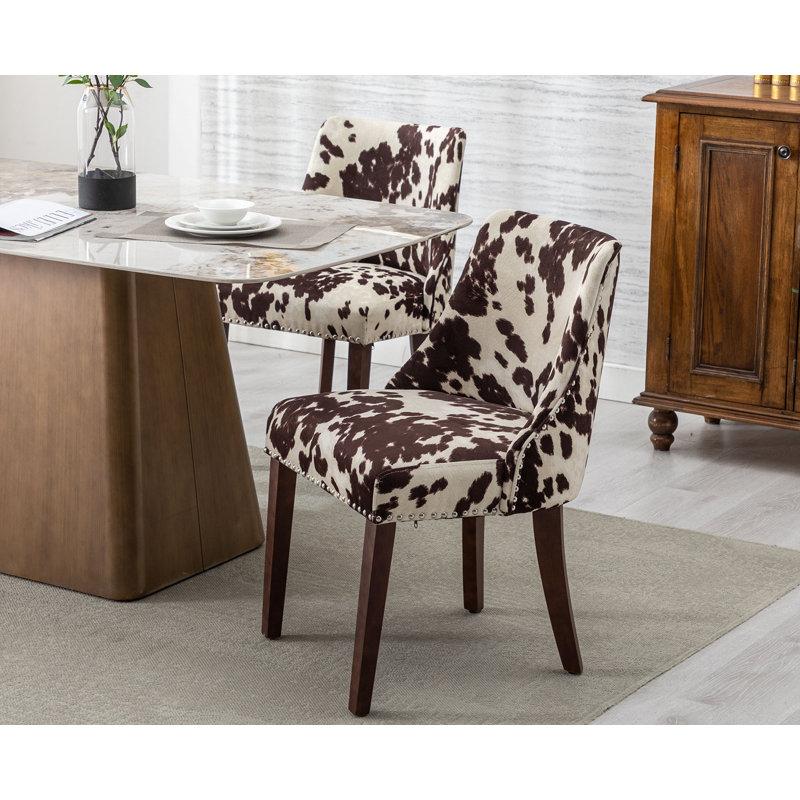 Umina 19.5'' H Upholstered Side Chair, Black/WHite, Dark Brown