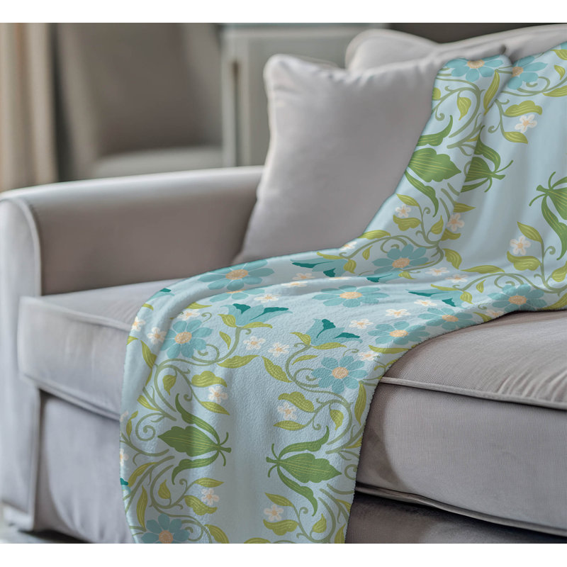 Couverture en velours de coton Colette, 80" L x 60" W, Bright Blue