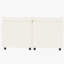 Causeuse 2 places Mid-Century en tissu respirant pour chambre à coucher en bois massif beige avec compartiment de rangement en chenille éponge-1349487153