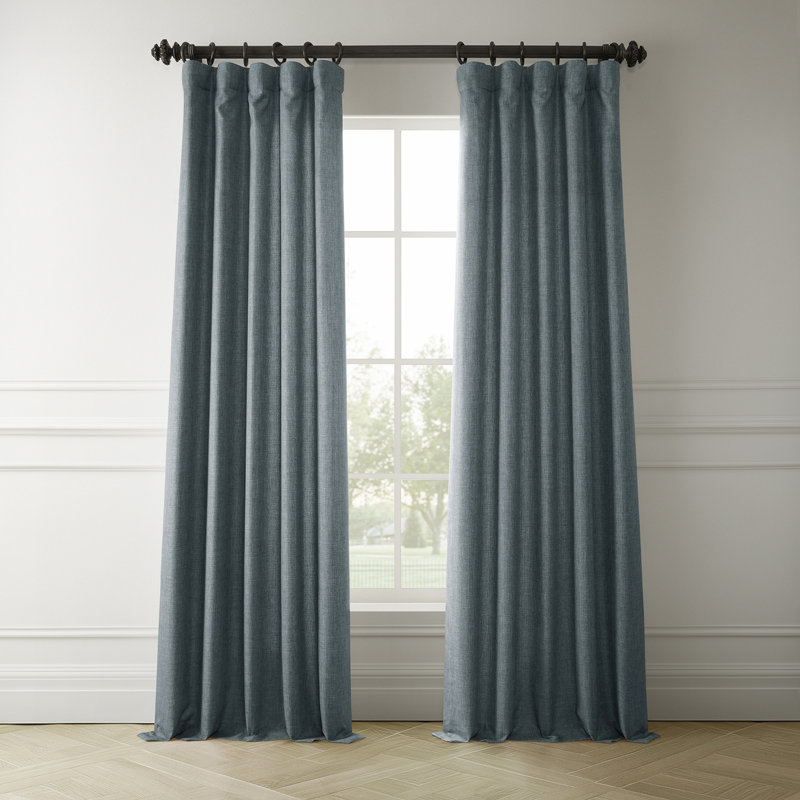 Armita Italian Faux Linen Room Darkening Curtains for Bedroom & Living Room Curtains - Single Panel Window Curtains