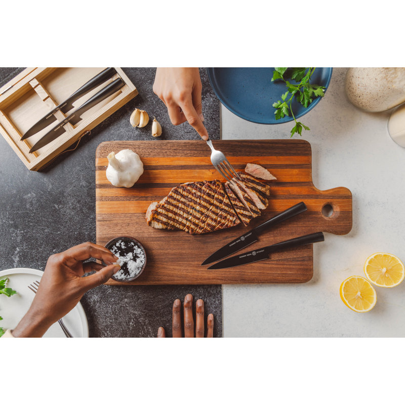 Jet Black Stainless Steel 4-Piece Steak Knife Set