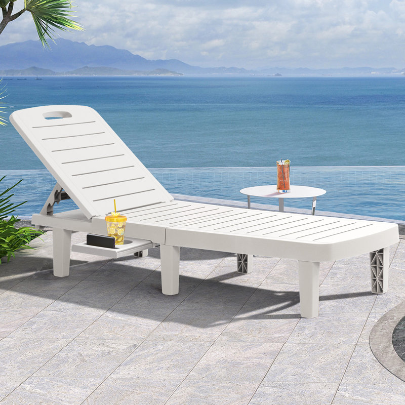 Chaises longues surdimensionnées en résine de 74 po avec dossier réglable à 5 niveaux et porte-gobelet pour piscine, patio, plage, cour (2 pièces)