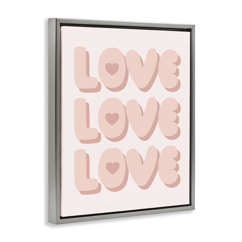  «Love with Hearts», art mural encadré par Daphne Polselli, Cadre flottant gris lustré, H 31 po x l 25 po