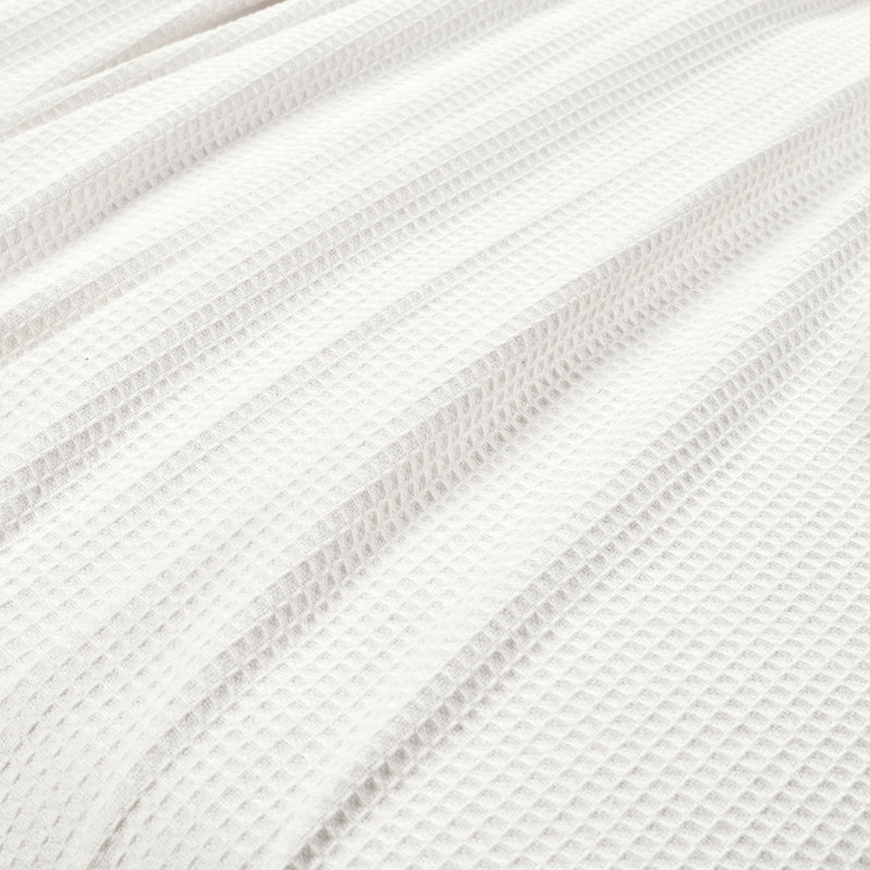 Couverture en tricot de coton gaufré, Blanc, Grand