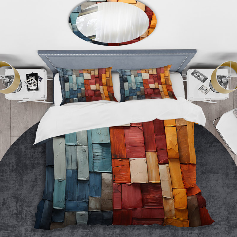 Ensemble de housse de couette Forest Red Wood Collage I - Forest, Housse de couette très grand et 2 très grandes t
