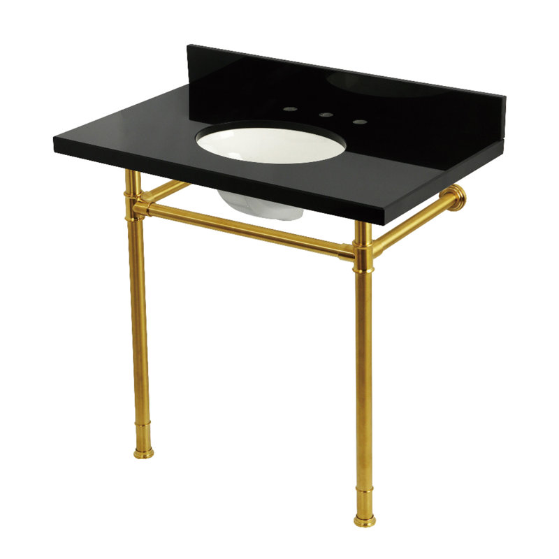 Lavabo console en laiton noir 36 pouces avec pieds en acier inoxydable (8 pouces, 3 trous) Kingston Brass Imperial