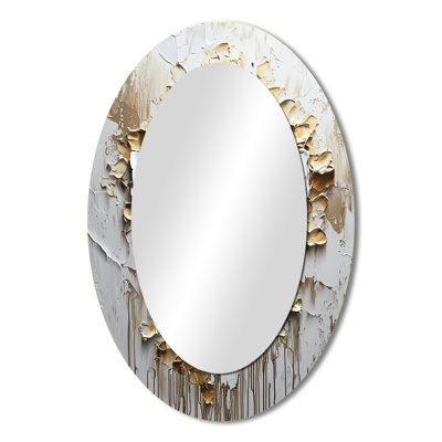 Gold And White Marbled Christianity Cross - White Oval Wall Mirror Decor