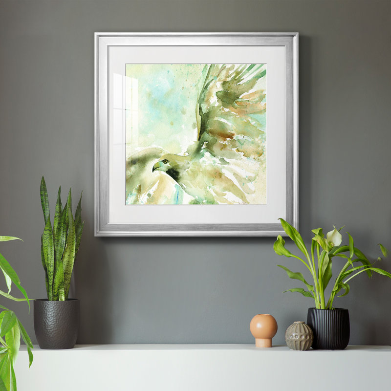 Prise de vol - Peinture encadrée, H 22,5 po x l 22,5 po x P 1,5 po, Papier avec cadre argenté