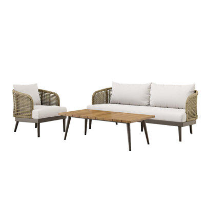 Ensemble de conversation d'extérieur pour 4 personnes avec coussins Modway Meadow
