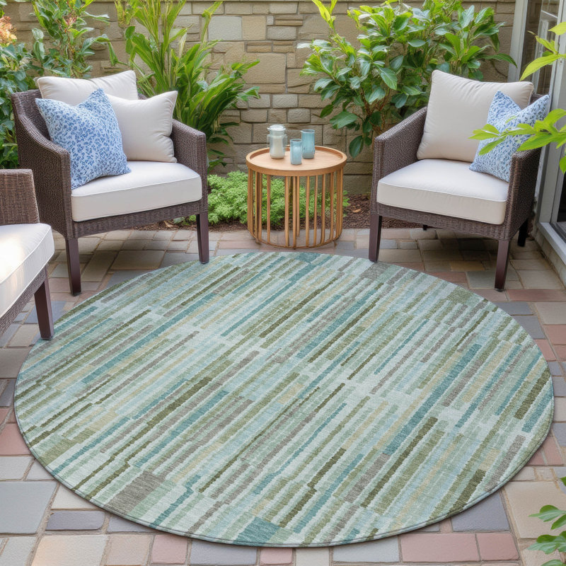 Tapis intérieur / extérieur Xhevrie lavable à la machine, Rond 8 pi