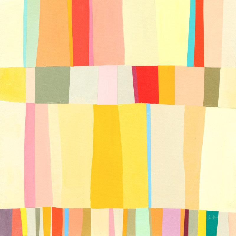 Formes de couleurs II, rectangles, blocs, abstrait, contemporain, orange, jaune, rouge, or, H 24 po x l 36 po x P 1,5 po
