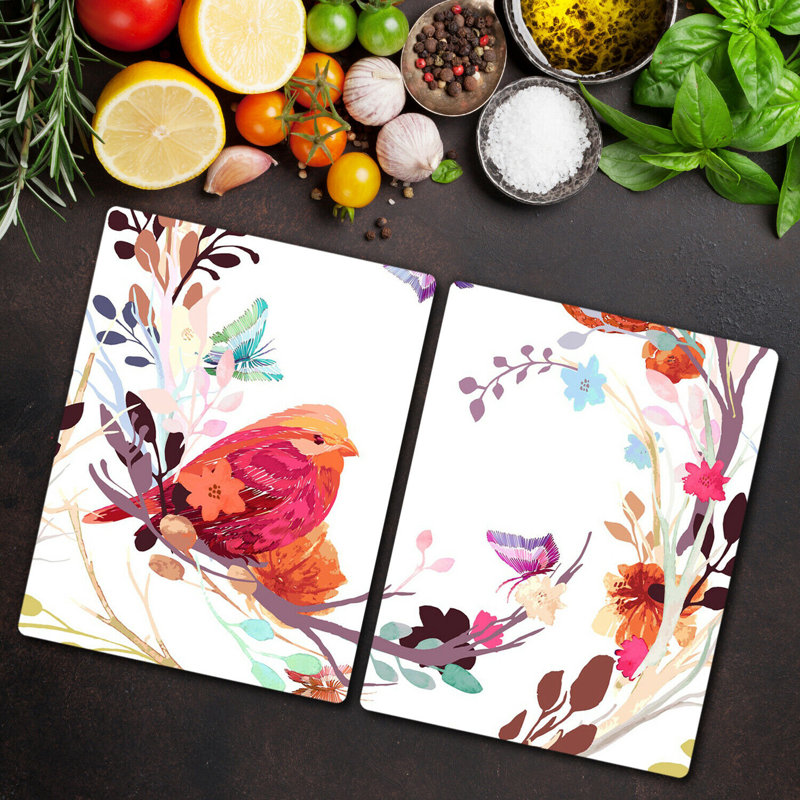 Brookhill Colorful Natural Bird Butterfly Chopping Board, 40cm L x 52cm W