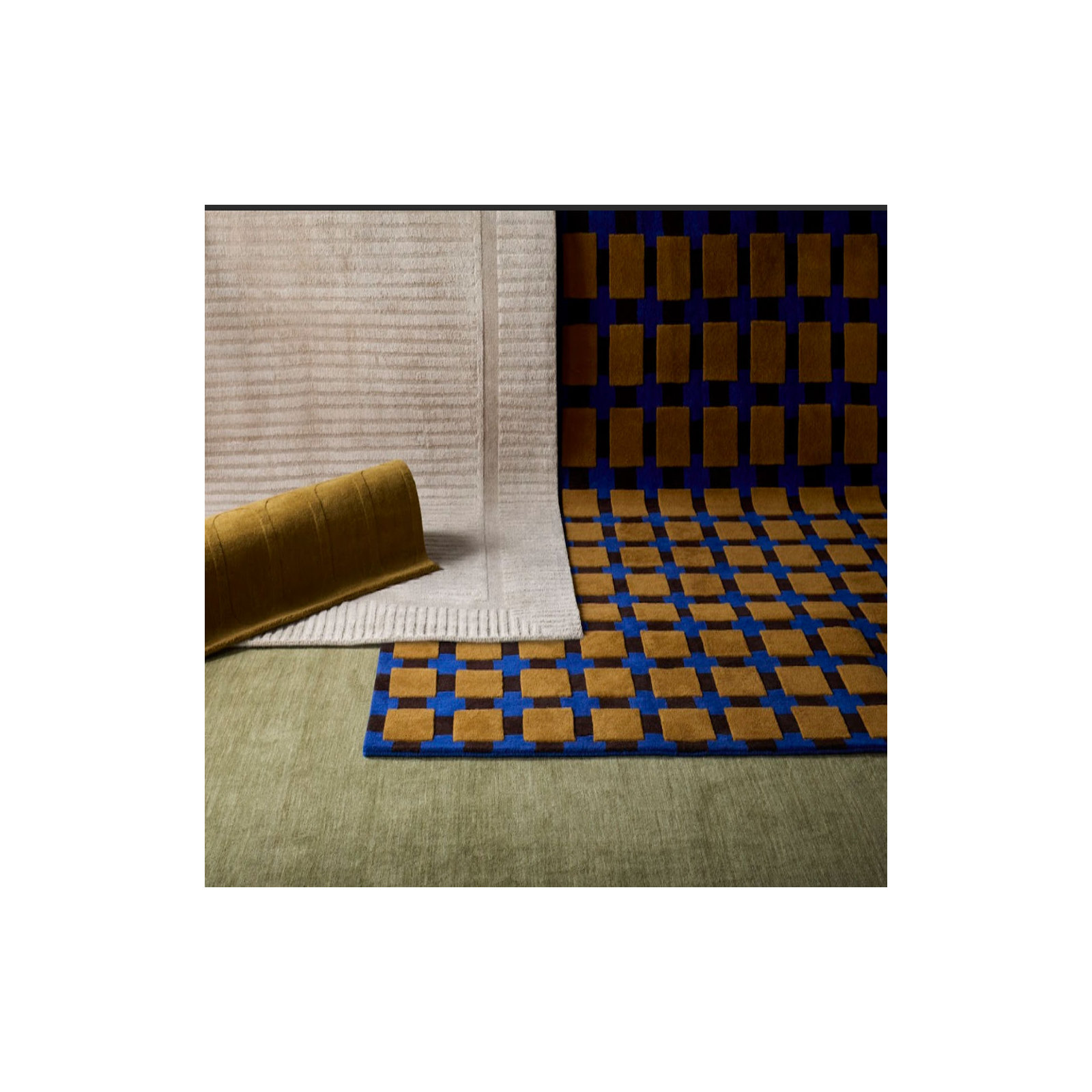 Bauhaus Hand Tufted Area Rug, Rectangle 5' x 8', Blue