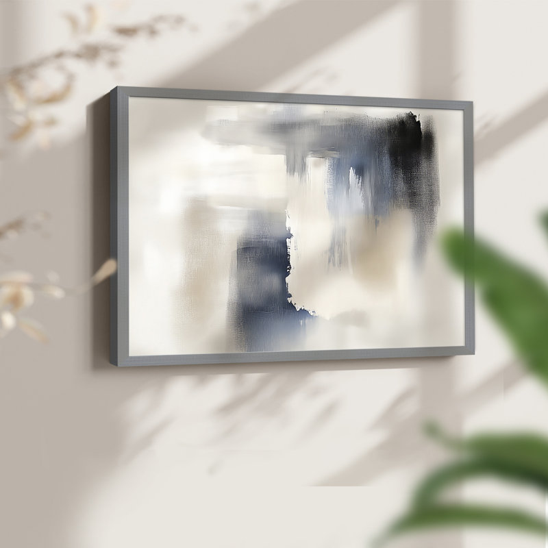 Abstract Series-CIX -Framed Print - Restickable, 16" H x 20" W, Grey