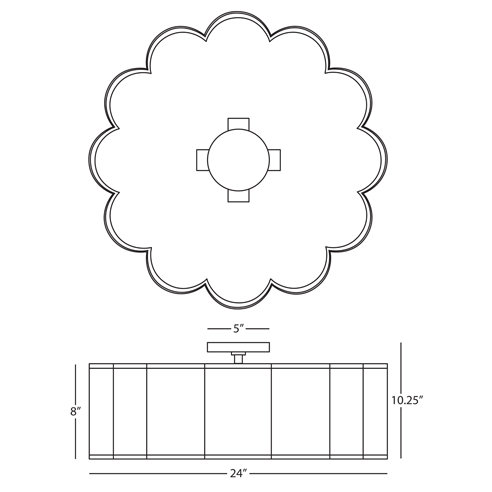 Axis 4 - Light Flush Mount, Aged Brass