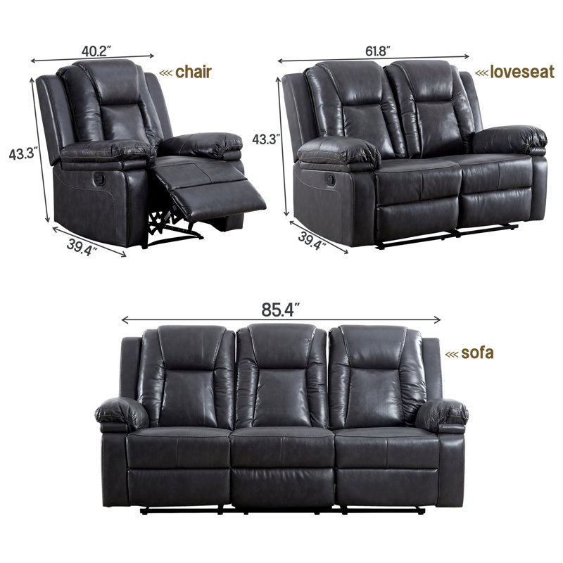 Fauteuil inclinable rembourré, Similicuir gris foncé