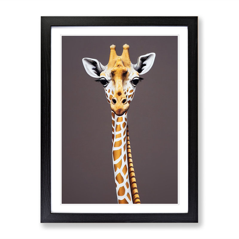 FRM-V0523-1078X Giraffe Urban - Picture Frame Print, 34cm H x 25cm W, Walnut Framed