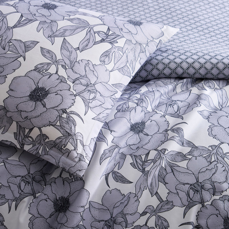 Ted Baker Mood Floral Comforter Set, King Comforter + 2 Shams, Blue/White