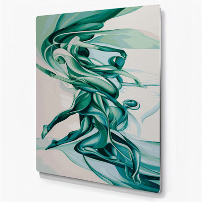 Art mural abstrait en métal vert figuratif 13