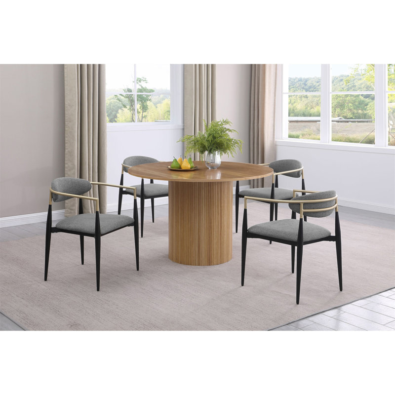Ensemble de chaises de salle à manger rembourrées en tissu gris Mistra (ensemble de 2)