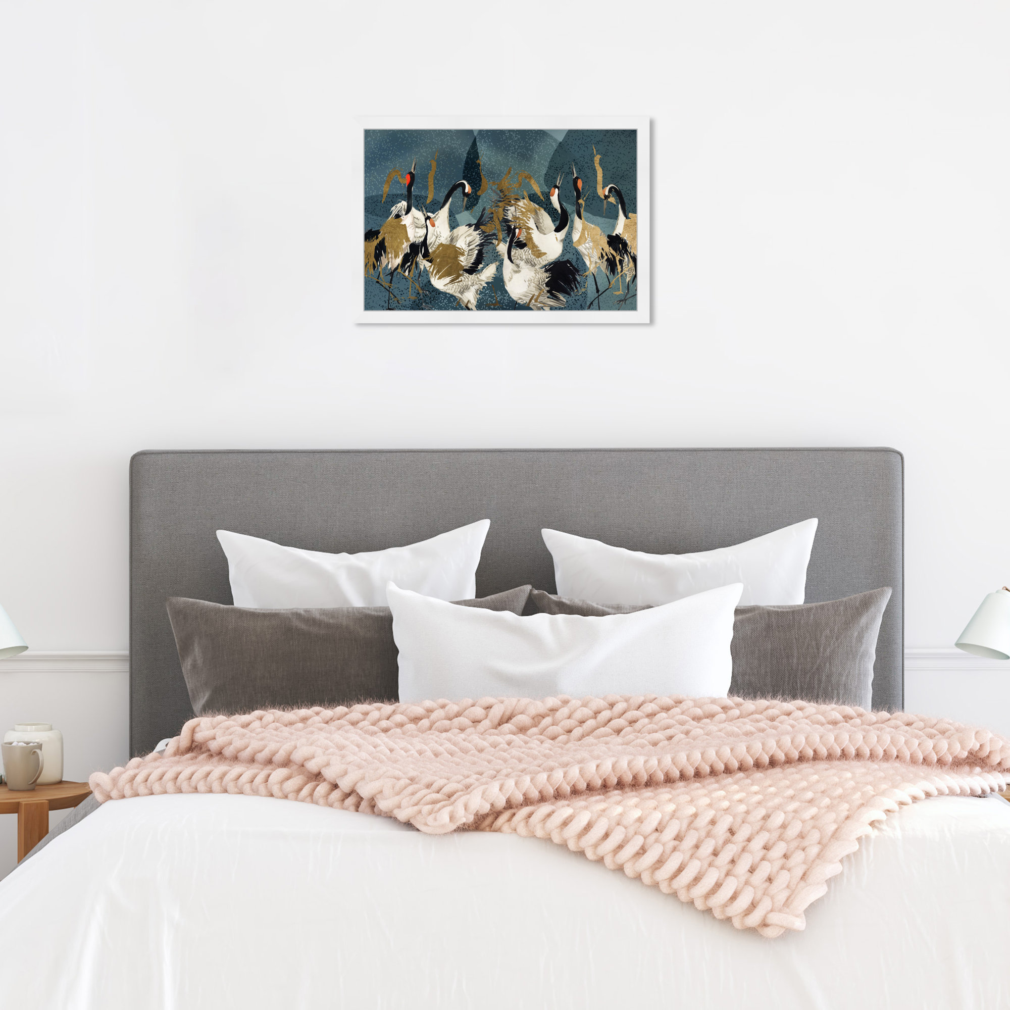 Crane Love by Oliver Gal, White Framed, 18" H x 26" W