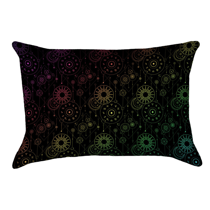 Housse de coussin Katelyn Elizabeth, Polyester, Noir, vert et mauve