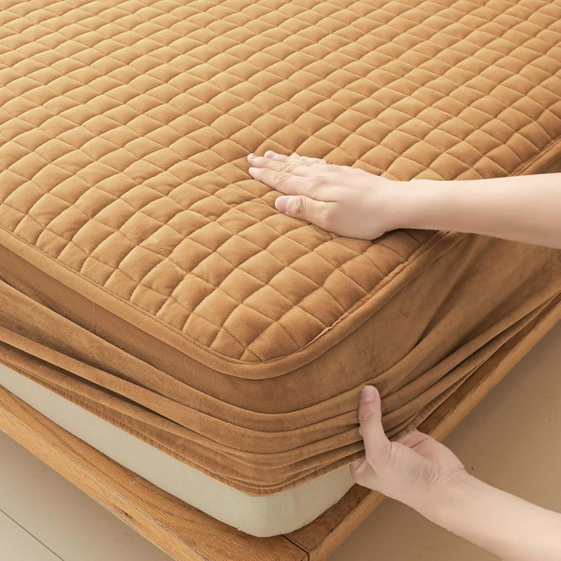 Quilted Flannel Fitted Sheet, Soft Flannel Fleece Mattress Cover, Deep Pocket Design, Warm Bedding For Fall And Winter