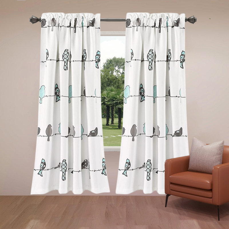 Room Darkening Curtain Pair, Light Blue/Gray, 52" W x 95" L