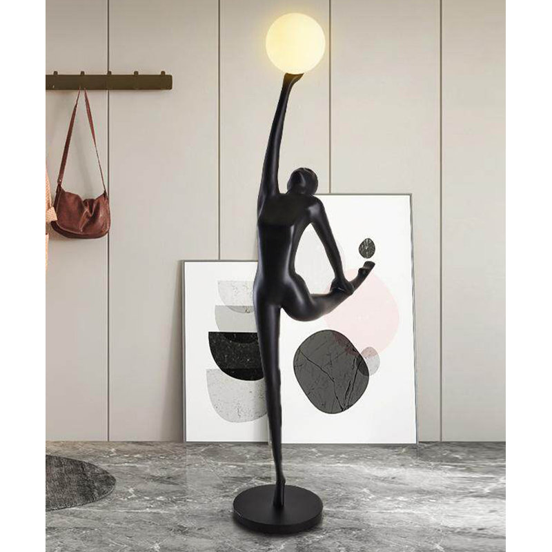 Blanc + verre noir + résine + lampes de plancher de forme libre en marbre