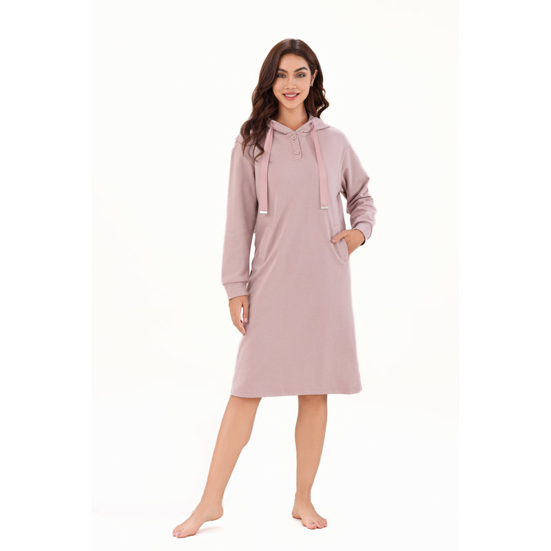 Peignoir en molleton de coton au-dessus du genou Nusaibah, Mauve, TTG