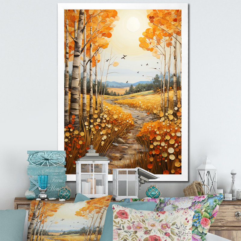 Tapisserie d'automne Cimberly Birch Woods IV, H 20 po x l 12 po x P 1 po, Cadre photo blanc