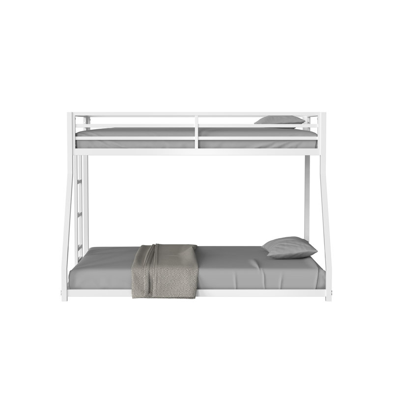Structure en métal pour lit simple superposé au-dessus d'un lit double, conception à profil bas pour une montée facile et une stabilité maximale avec échelle sécurisée