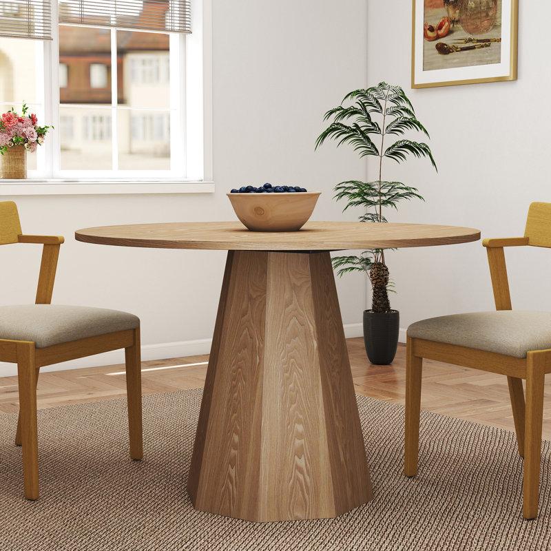 39" Round Pedestal Dining Table, Brown