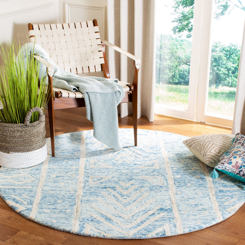 Chatham Hand Tufted Wool Geometric Rug, Round 5'