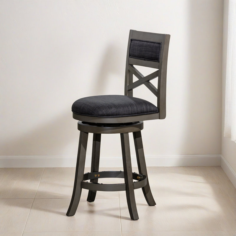 Tabouret de bar pivotant à hauteur de comptoir 24,02 po (ensemble de 1), Gris, Gris anthracite