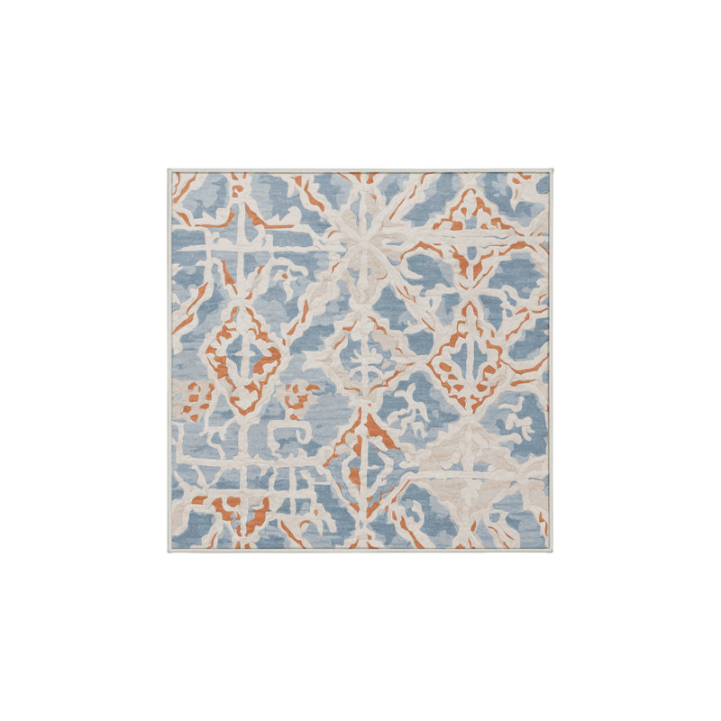 Machine Washable Beige Area Rug, Square 6'