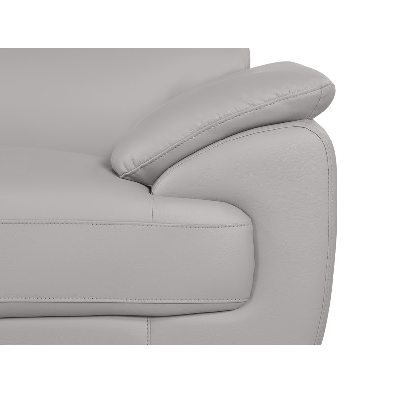 Fauteuil club en cuir véritable Jadeen, Gris clair