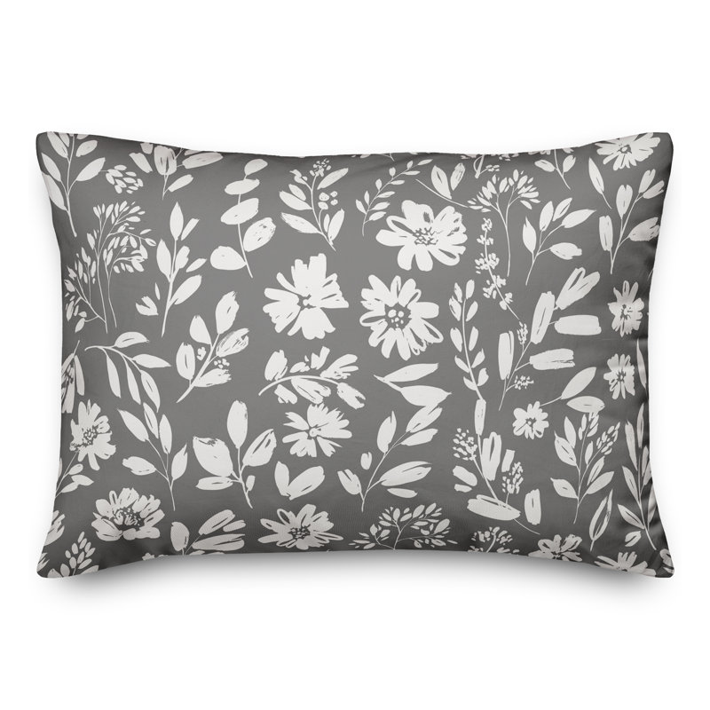 Housse et insert pour coussin rectangulaire estampé 24, gris