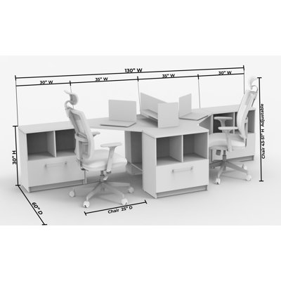 Kumasi Rectangle 2 Person Benching Workstation